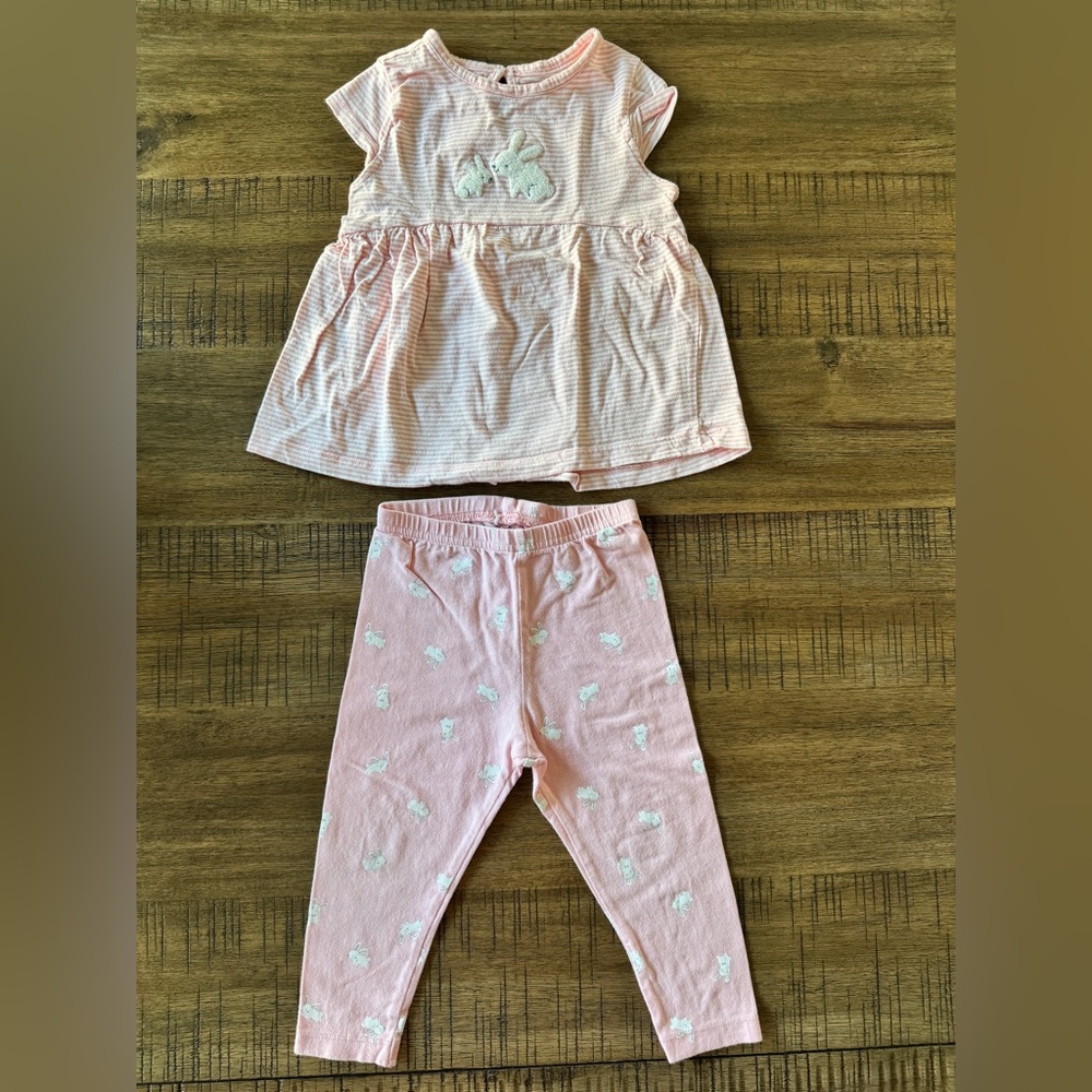 CARTER’S | Toddler Bunny-Print Short Sleeve Shirt and Pants Set - 24 Months